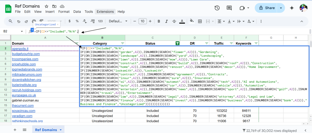 Apply it on all the cells
