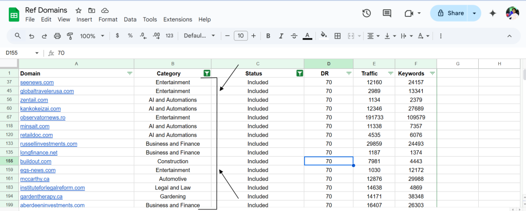 Uncheck all categories, only check one category